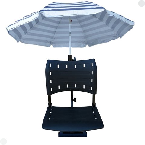 Cadeira para Barco Giratória Prática Dobrável com Suporte de Guarda Sol Preta
