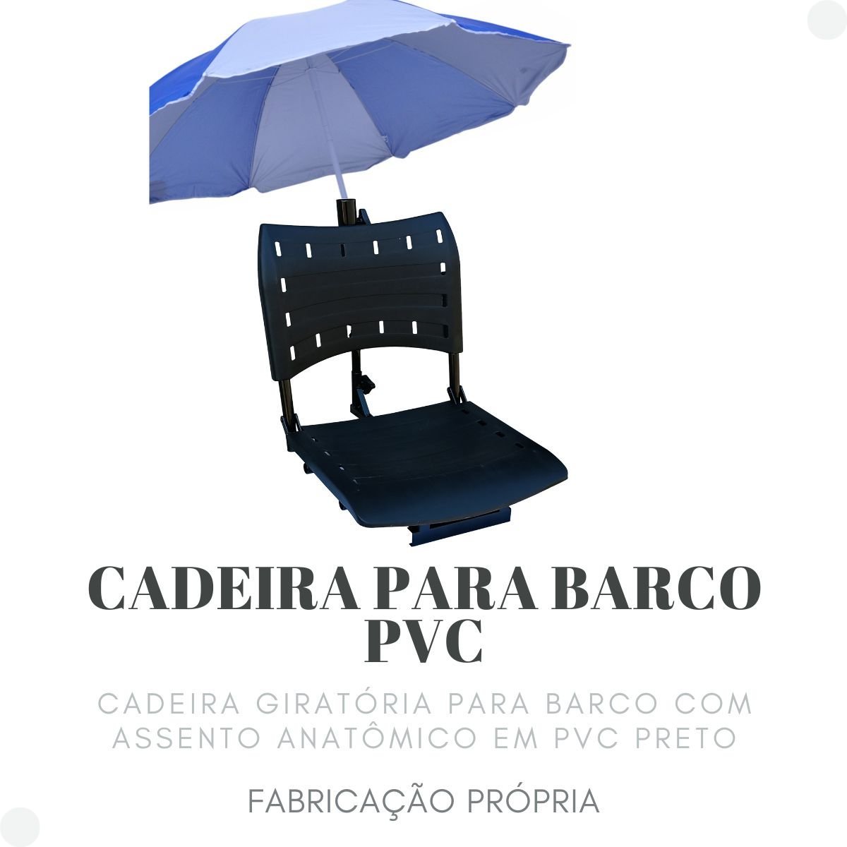 Cadeira para Barco Giratória Prática Dobrável com Suporte de Guarda Sol Preta - 10