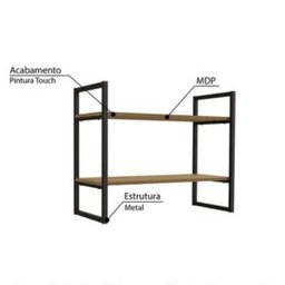 Nicho Mini Estante com 2 Prateleiras Estilo Industrial Li008 Kappesberg Crome - Freijó/preto Fosco - 5