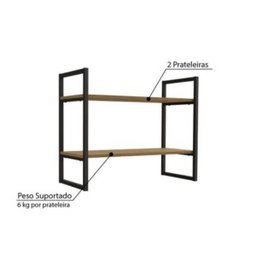 Nicho Mini Estante com 2 Prateleiras Estilo Industrial Li008 Kappesberg Crome - Freijó/preto Fosco - 3