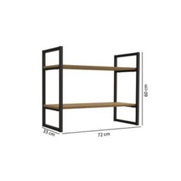 Nicho Mini Estante com 2 Prateleiras Estilo Industrial Li008 Kappesberg Crome - Freijó/preto Fosco - 4