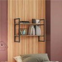 Ver imagem 1 de Nicho Mini Estante com 2 Prateleiras Estilo Industrial Li008 Kappesberg Crome - Freijó/preto Fosco