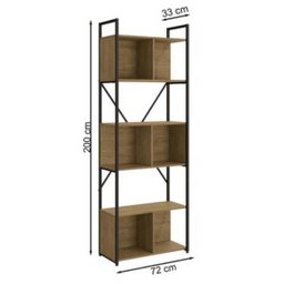 Estante Alta 72cm com 6 Nichos Estilo Industrial Li014 Kappesberg Crome - Freijó/preto Fosco - 3