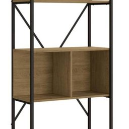 Estante Alta 72cm com 6 Nichos Estilo Industrial Li014 Kappesberg Crome - Freijó/preto Fosco - 2