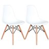 Conjunto com 2 Cadeiras Dkr Eames Polipropileno Base Eiffel Madeira Branca - 1