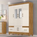 Ver imagem 6 de Guarda Roupa Casal Ms912 6p Espelho 165 Cm Freijo Off White Moval