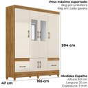 Ver imagem 3 de Guarda Roupa Casal Ms912 6p Espelho 165 Cm Freijo Off White Moval