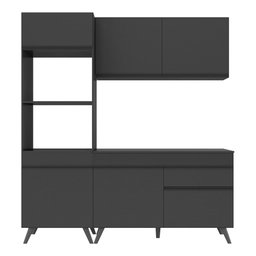 Armário de Cozinha Compacta 3 peças MP3694.895 Veneza Multimóveis Preto - 7 Armário de Cozinha Compacta 3 peças MP3694.895 Veneza Multimóveis Preto - 7