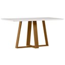 Ver imagem 2 de Mesa de Jantar 6 Lugares Retangular 160cm Tampo MDF com Vidro Elian N01 Ypê Off White - Lyam Decor