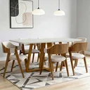 Ver imagem 3 de Mesa de Jantar 6 Lugares Retangular 160cm Tampo MDF com Vidro Elian N01 Ypê Off White - Lyam Decor