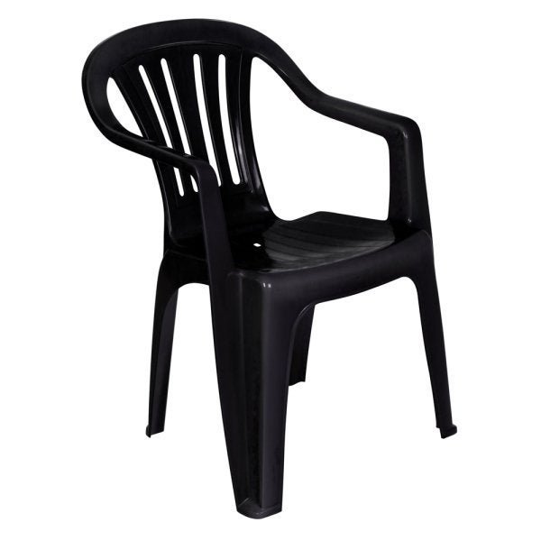 Cadeira Poltrona Plástica Com Apoio De Braço Preta Mor