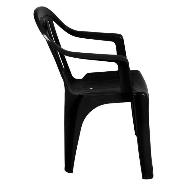 Cadeira Poltrona Plástica Com Apoio De Braço Preta Mor - 3