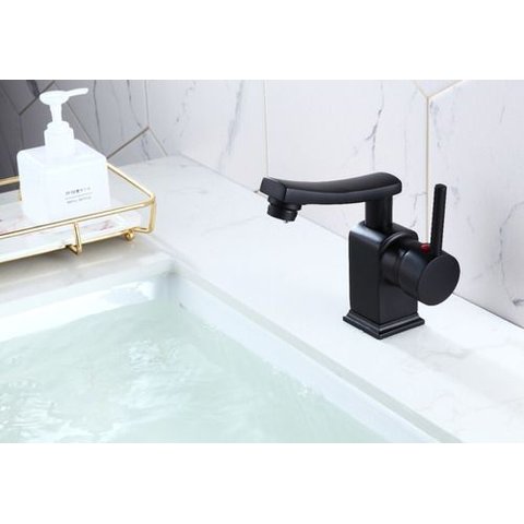 Torneira Lavabo Banheiro Monocomando Modena Preta Emma Decor