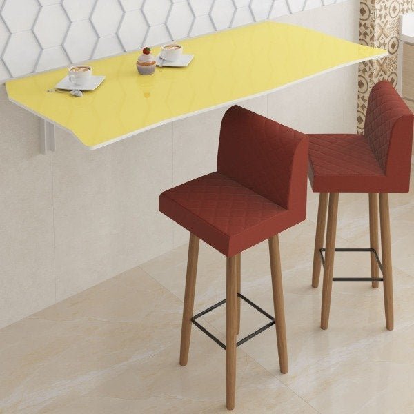 Mesa Dobrável 90 cm Linha Flat com 2 Banquetas - Cor Aspen Gold - 1