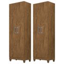 Ver imagem 1 de Kit 2 Armários Multiuso Organizador 2 Portas Astrid M07 Castanho Wood - Mpozenato