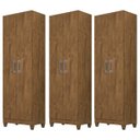 Ver imagem 1 de Kit 3 Armários Multiuso Organizador 2 Portas Astrid M07 Castanho Wood - Mpozenato