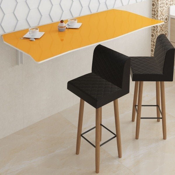 Mesa Dobrável 110 cm Linha Flat com 2 Banquetas - Cor Turmeric - 1