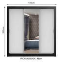 Ver imagem 3 de Guarda-Roupa Casal Madesa Mônaco 3 Portas de Correr com Espelho Preto/Branco Cor:Preto/Branco