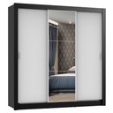 Ver imagem 2 de Guarda-Roupa Casal Madesa Mônaco 3 Portas de Correr com Espelho Preto/Branco Cor:Preto/Branco