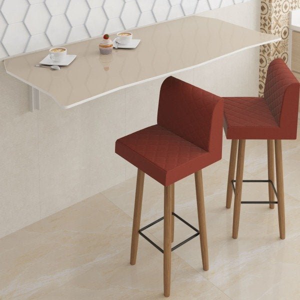 Mesa Dobrável 110 cm Linha Flat com 2 Banquetas - Cor Fendi - 1