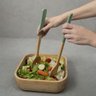 Kit bowl de bambu e utensílios para salada 3 pç verde -Oikos - 4