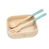 Kit bowl de bambu e utensílios para salada 3 pç verde -Oikos - 1
