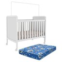Ver imagem 1 de Berço Americano Cloe 2 em 1 Branco Brilho com Colchão Baby Physical - Móveis Peroba