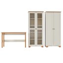 Ver imagem 2 de Conjunto 3 Peças Escrivaninha 120cm e 2 Armários Multiuso Madeira Maciça Ananda CabeCasa MadeiraOriginals Off White Mel Branco