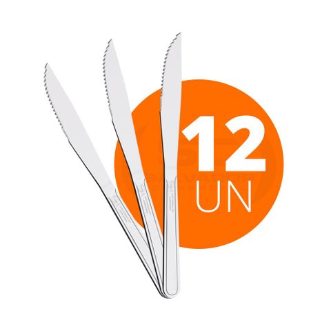 KIT - 12 Facas para Churrasco Buzios em Aço Inox 4 POL FIBAG - Tramontina