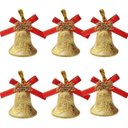 Ver imagem 1 de Kit 6 Enfeites Natalinos Sino Dourado para Arvore de Natal 3,5cm