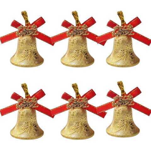 Kit 6 Enfeites Natalinos Sino Dourado para Arvore de Natal 3,5cm