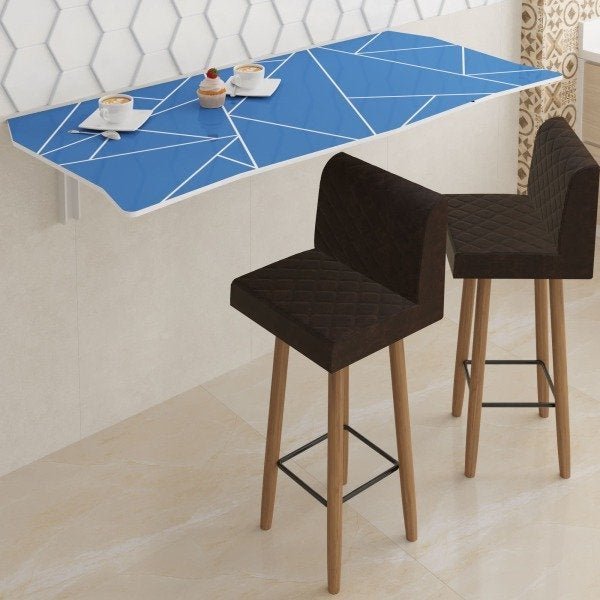 Mesa Dobrável 130 cm Linha Lux com 2 Banquetas - Cor Princess Blue - 1