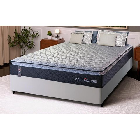 Conjunto Cama Box Viúva Dakota Preto 128x188x57 Espuma D33