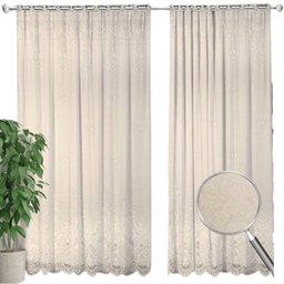 Cortina Marfim Renda C/ Forro Sala Quarto 3,00Larg x1,80 Alt - 5