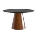 Ver imagem 1 de Mesa de Jantar Redonda para 4 Lugares 120cm Liz Base Cone Amadeirado Tampo Vidro Preto CCS