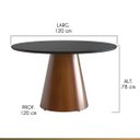 Ver imagem 3 de Mesa de Jantar Redonda para 4 Lugares 120cm Liz Base Cone Amadeirado Tampo Vidro Preto CCS
