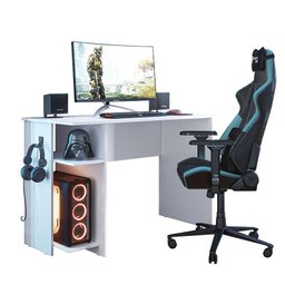 Kit Mesa Computador Gamer 3875 e Armario 2 Portas 4095 Branco - 1