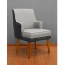 Ver imagem 2 de Cadeira Virgínia com Braços Linho Cinza e Courissimo Preto Linho Preto Cinza Claro