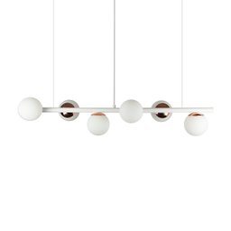 Lustre Pendente Figo Branco / Cobre - 6 Globos Esfera de Vidro Branco - 6-2620-4-10-br - 3