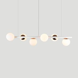 Lustre Pendente Figo Branco / Cobre - 6 Globos Esfera de Vidro Branco - 6-2620-4-10-br - 2