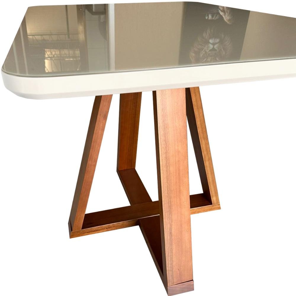 Mesa de Jantar Petra 4 Lugares 120x80cm Vidro e Base Madeira - 4