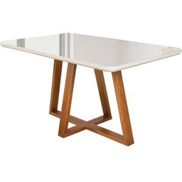 Mesa de Jantar Petra 4 Lugares 120x80cm Vidro e Base Madeira - 1