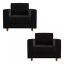Ver imagem 3 de Kit Sofá 3 Lugares E 2 Poltronas Verona - Suede - Preto