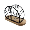 Ver imagem 1 de Porta Guardanapos Elegante Metalizado com Detalhe em Bambu 15cm