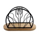 Ver imagem 3 de Porta Guardanapos Elegante Metalizado com Detalhe em Bambu 15cm
