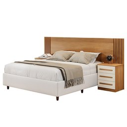 Cabeceira Extensiva Ripada para Box Valência 140-160 Cm com 2 Mesas de Cabeceira - Benetill - 3