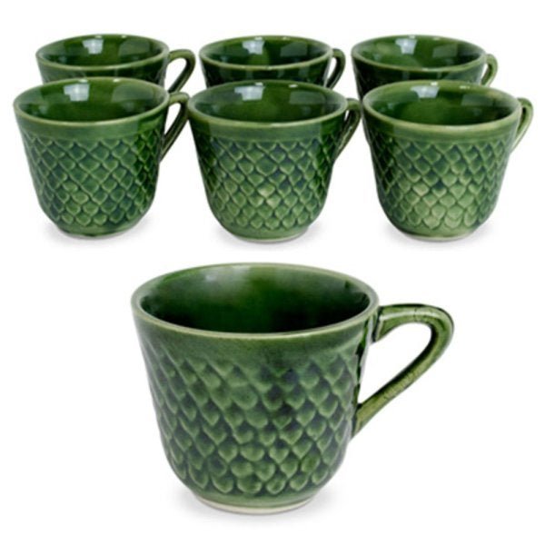 Jogo de xícara de porcelana cônica para café com 6 pcs 60ML:Verde - 1