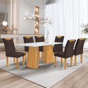 Ver imagem 1 de Conjunto Mesa Stella Ripada 170cm com 6 Cadeiras Stella Tampo Smart Plus com Vidro