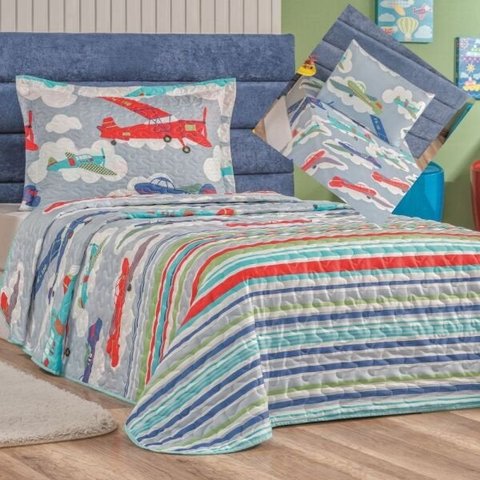 Jogo de Lençol Solteiro Aviação 3 Peças