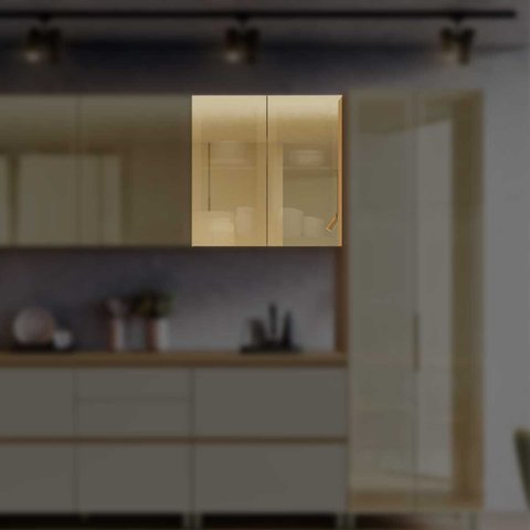 Armário Aéreo 2 Portas Vidro Reflecta Nesher Rainha 80cm 100 MDF